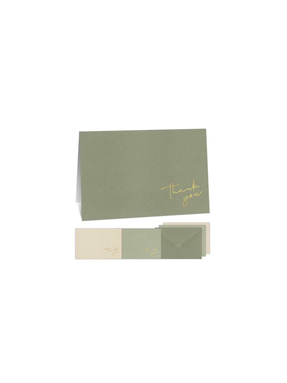 30 Pc Thank You Folded Cards Sets, With Stickers & Envelopes - 3 Colors